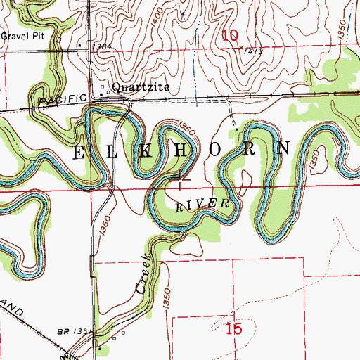 Topographic Map of Elkhorn Creek, KS