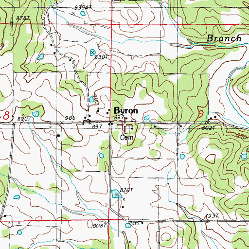 Topographic Map of Byron, AR