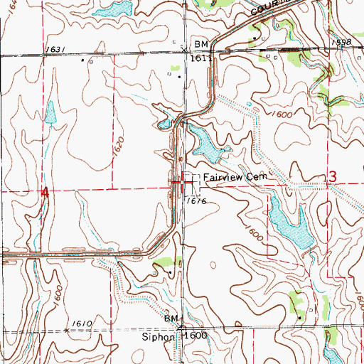 Topographic Map of Fairview Cemetery, KS
