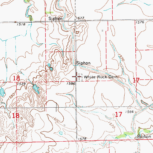 Topographic Map of White Rock Cemetery, KS