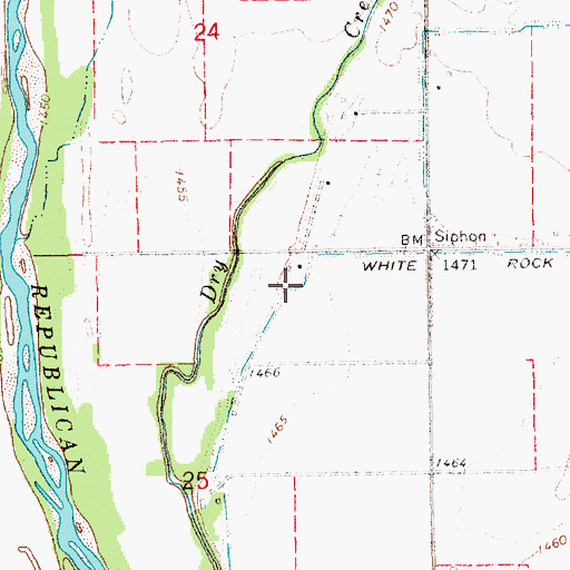 Topographic Map of White Rock Extension Canal, KS