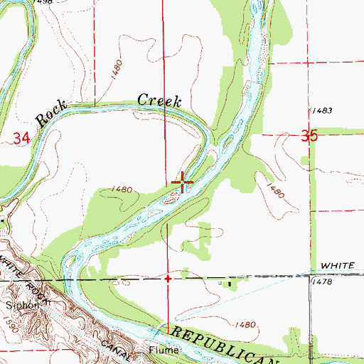 Topographic Map of White Rock Creek, KS