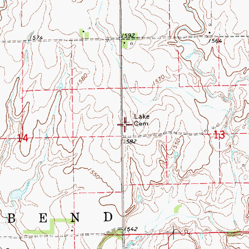 Topographic Map of Lake Cemetery, KS