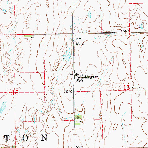 Topographic Map of Washington School, KS