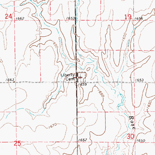 Topographic Map of Liberty Cemetery, KS