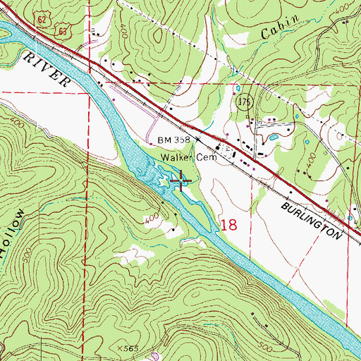 Topographic Map of Cabin Creek, AR
