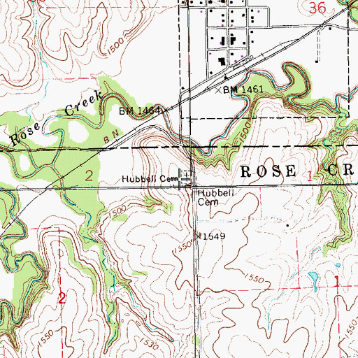 Topographic Map of Hubbell Cemetery, KS