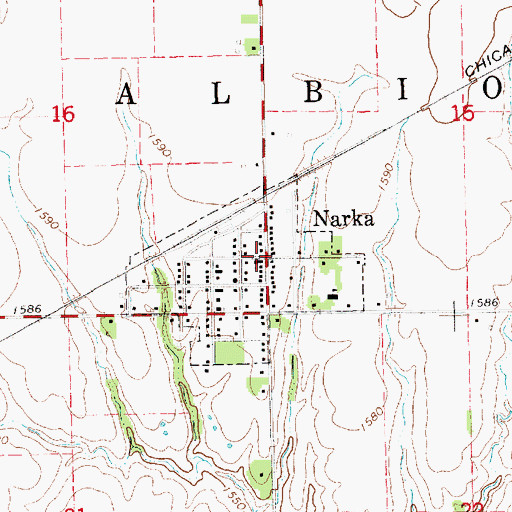 Topographic Map of Narka, KS