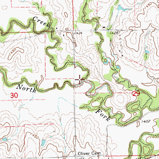 Topographic Map of Cherry Creek, KS