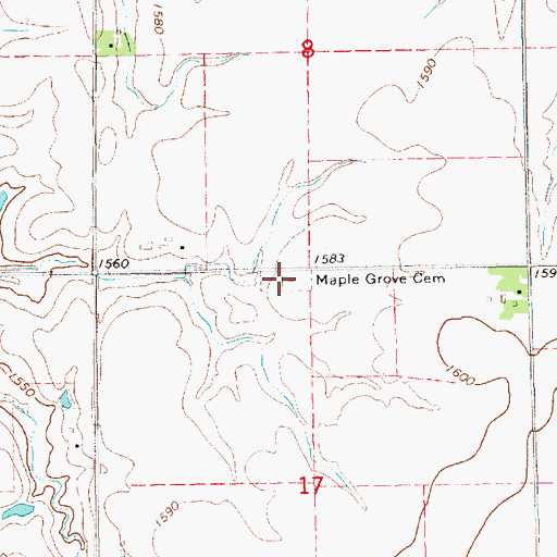 Topographic Map of Maple Grove Cemetery, KS