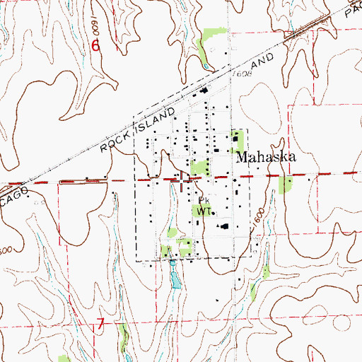 Topographic Map of Mahaska, KS