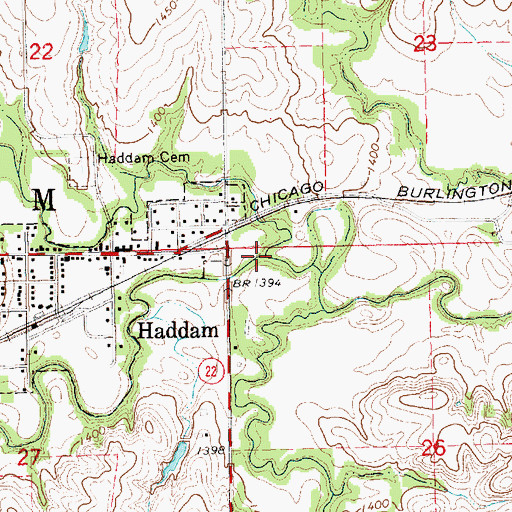 Topographic Map of Myer Creek, KS