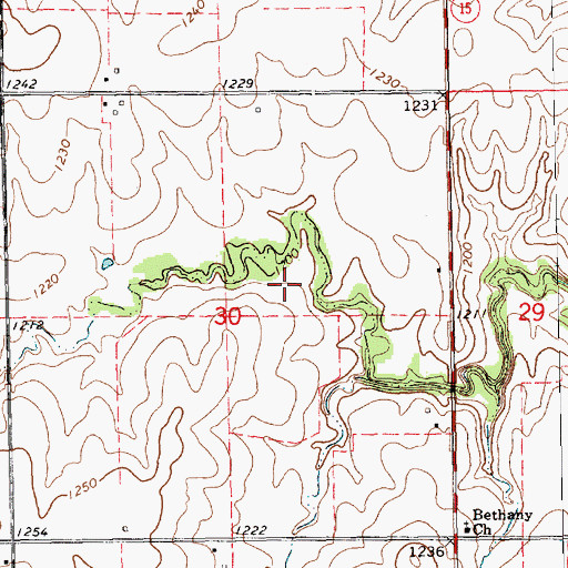 Topographic Map of Dry Branch, KS