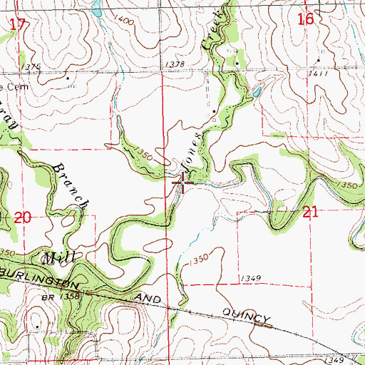 Topographic Map of Jones Creek, KS