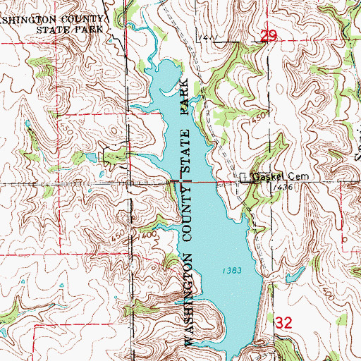 Topographic Map of Washington County State Park, KS