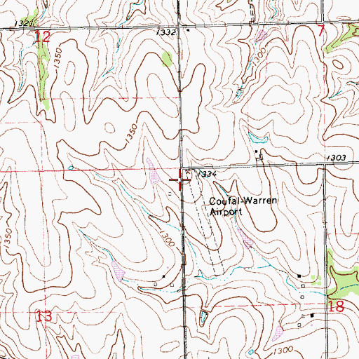 Topographic Map of Coufal-Warren Airport (historical), KS