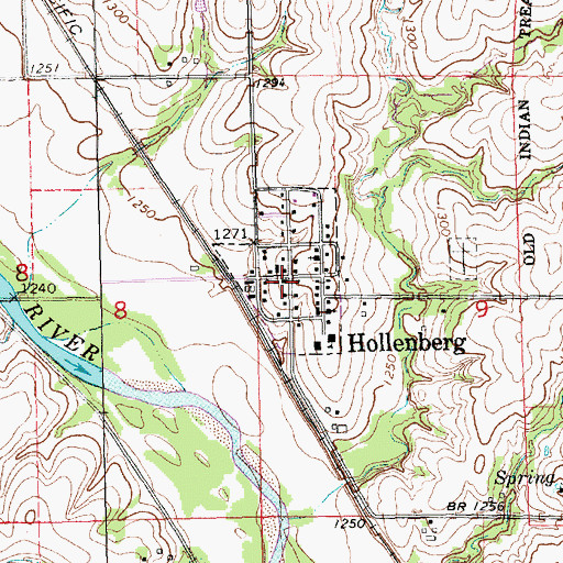 Topographic Map of Hollenberg, KS