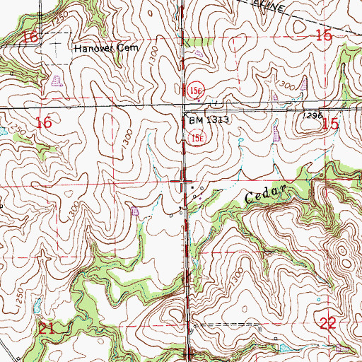 Topographic Map of Township of Hanover, KS