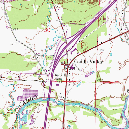 Topographic Map of Caddo Valley, AR
