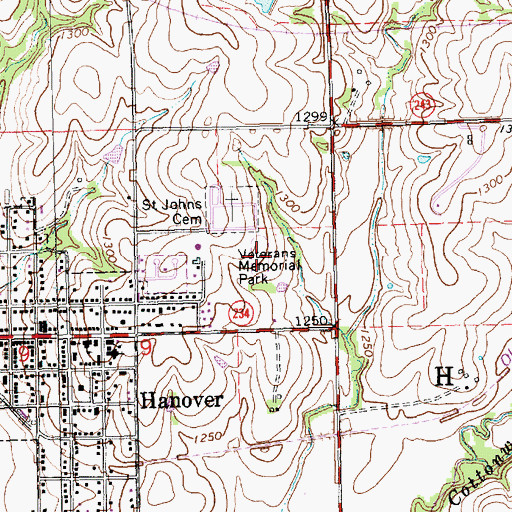 Topographic Map of Veterans Memorial Park, KS