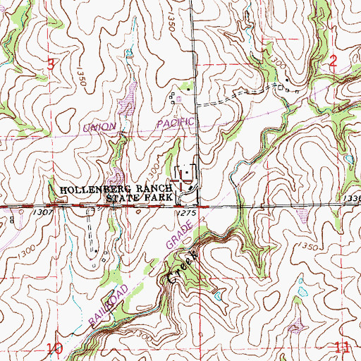 Topographic Map of Hollenberg Ranch State Park, KS