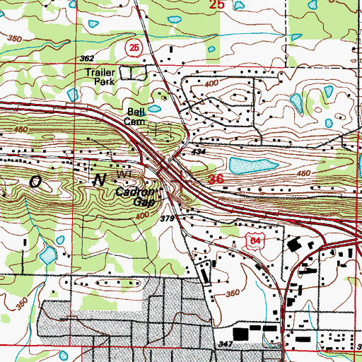 Topographic Map of Cadron Gap, AR