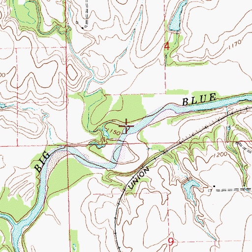 Topographic Map of Deer Creek, KS