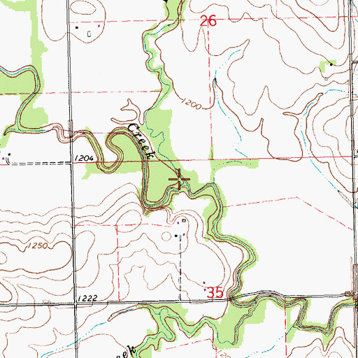 Topographic Map of Indian Creek, KS