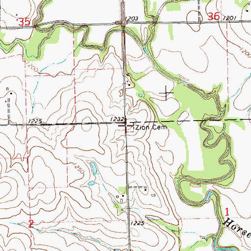 Topographic Map of Zion Cemetery, KS