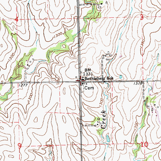 Topographic Map of Bethlehem School, KS
