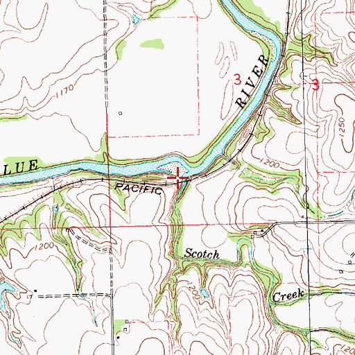 Topographic Map of Scotch Creek, KS