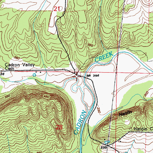 Topographic Map of Cadron Valley, AR