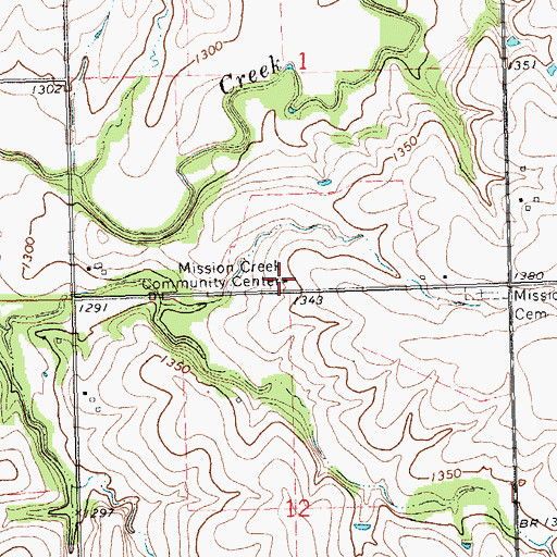 Topographic Map of Mission Creek Community Center, KS