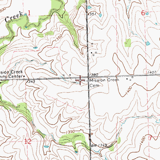 Topographic Map of Mission Creek Cemetery, KS
