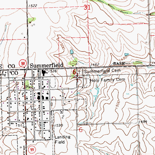 Topographic Map of Summerfield Cemetery, KS