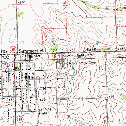 Topographic Map of Holy Family Cemetery, KS