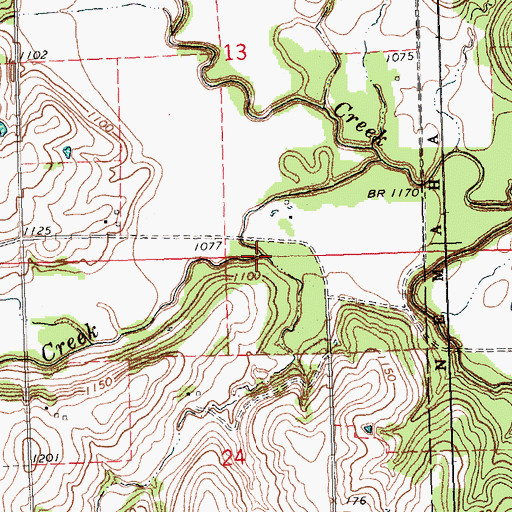 Topographic Map of Clear Creek, KS