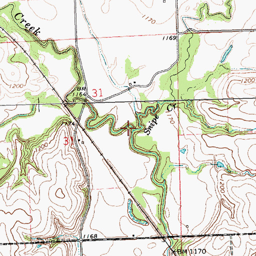 Topographic Map of Snipe Creek, KS