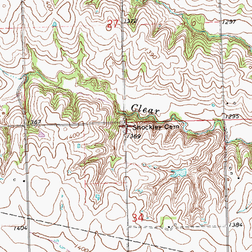 Topographic Map of Shockley Cemetery, KS