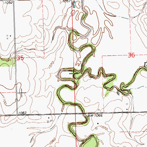 Topographic Map of Deer Creek, KS