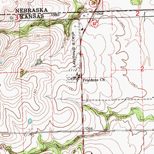 Topographic Map of Friedens United Church of Christ, KS