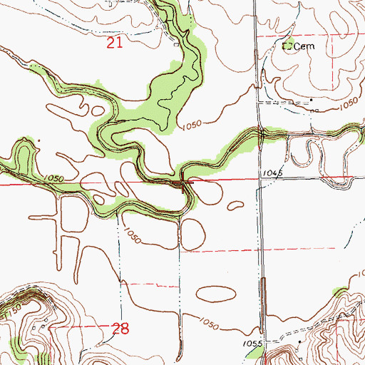 Topographic Map of Burger Creek, KS