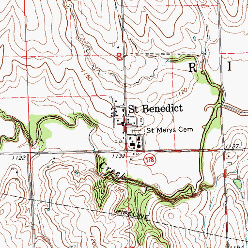 Topographic Map of Saint Benedict, KS