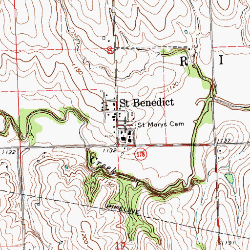 Topographic Map of Saint Mary's Cemetery, KS