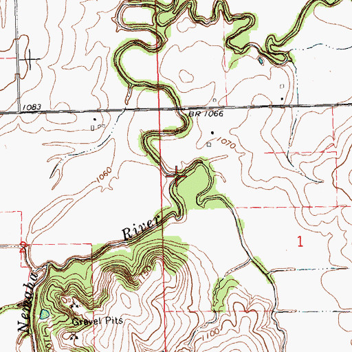 Topographic Map of Harris Creek, KS