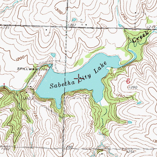 Topographic Map of Sabetha City Lake, KS