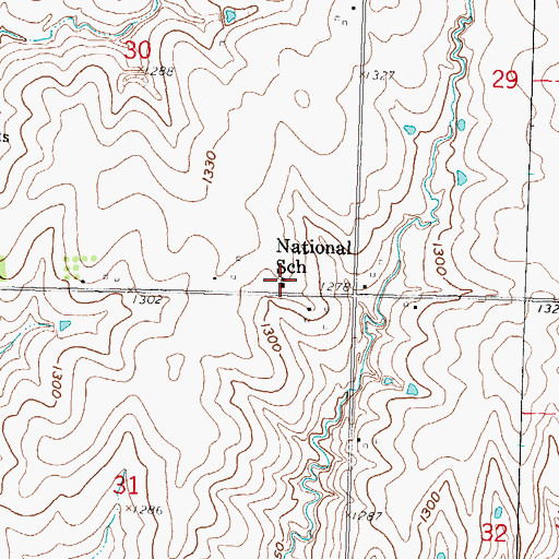 Topographic Map of National School, KS