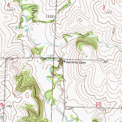 Topographic Map of Fourmile Cemetery, KS