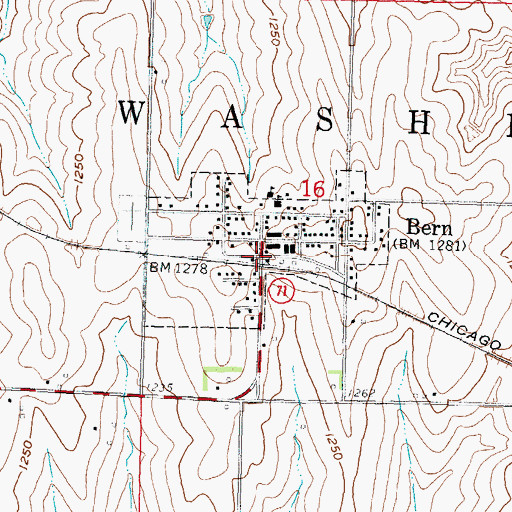 Topographic Map of Bern, KS