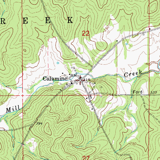 Topographic Map of Calamine, AR